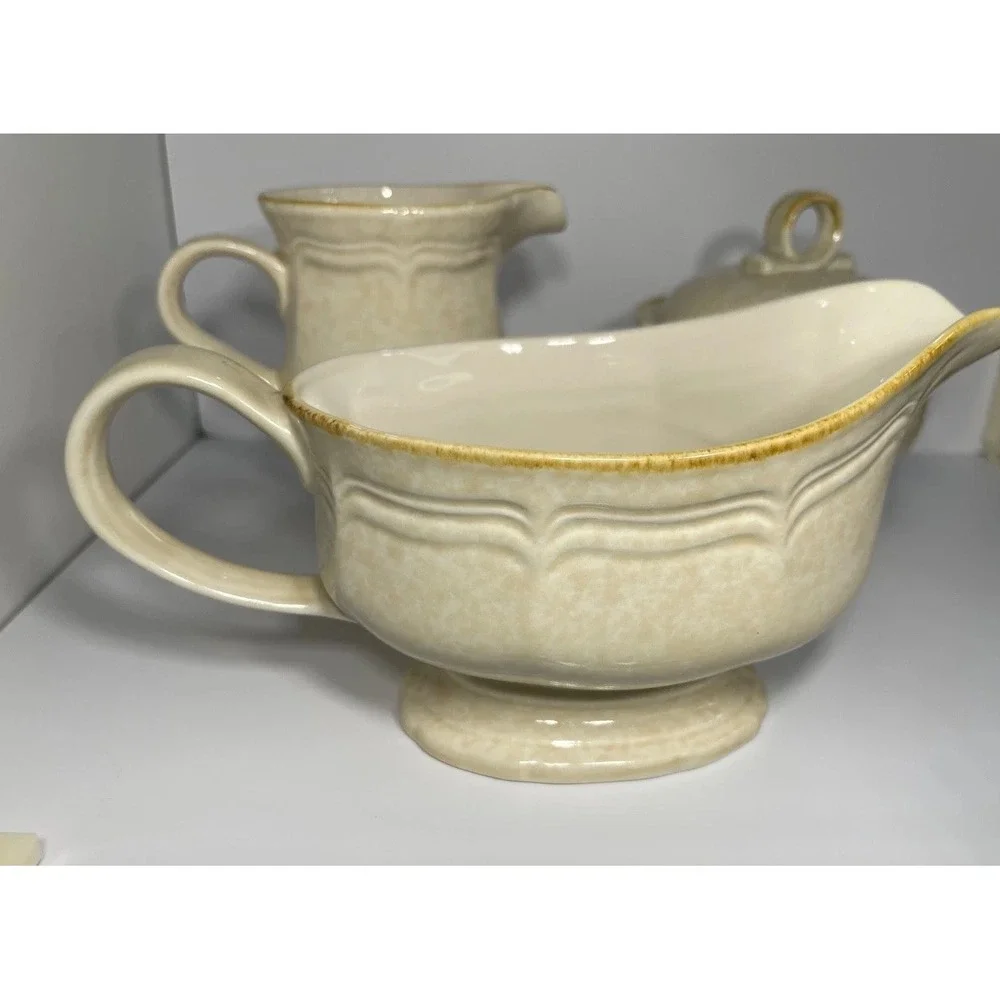 Mikasa FG 000 Country Charm Set Gravy Boat Creamer-Sugar Bowl W/Lid VintageJapan